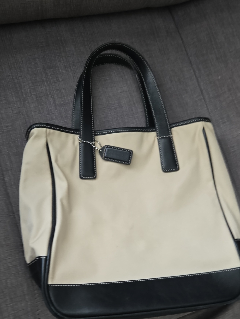 Coach Two-Tone Cream and Black Tote